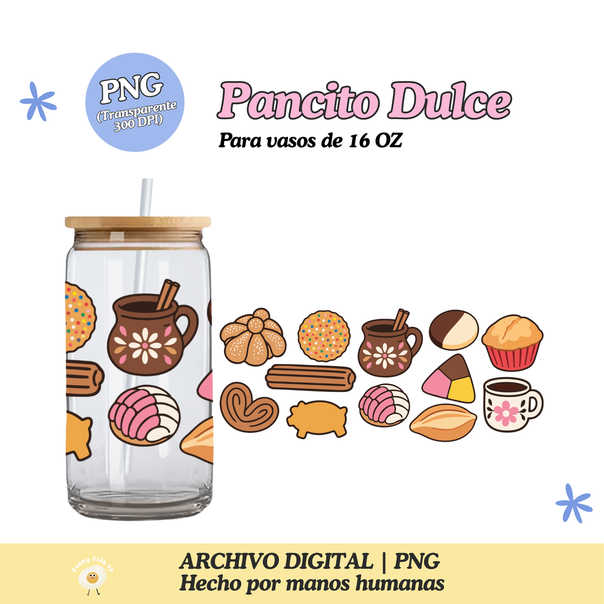 Pancito Dulce Diseño Para Vaso de 16Oz [Archivo Digital]