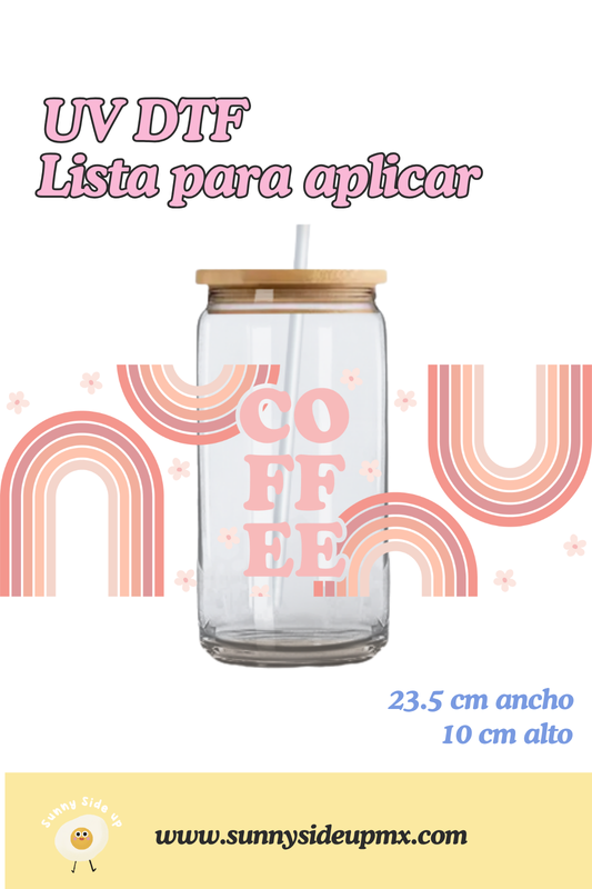 Etiqueta UV DTF Para Vaso 16 oz | Coffee Rainbow