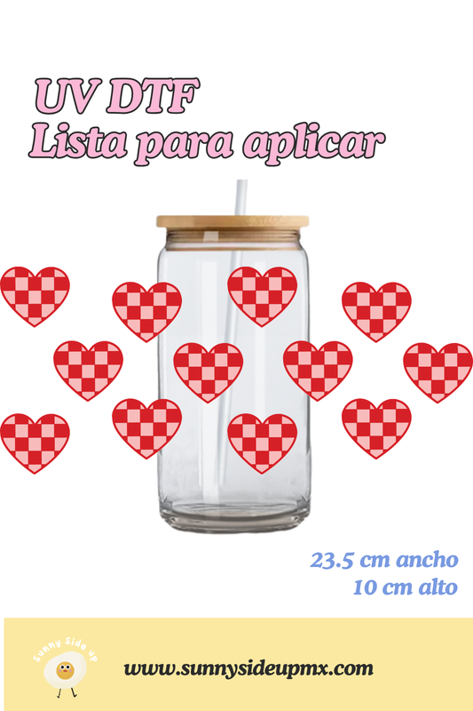 Etiqueta UV DTF Para Vaso 16 oz | Corazón al Cuadrado