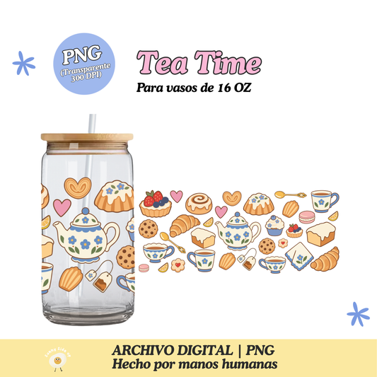 Tea Time Diseño Para Vaso de 16Oz [Archivo Digital]