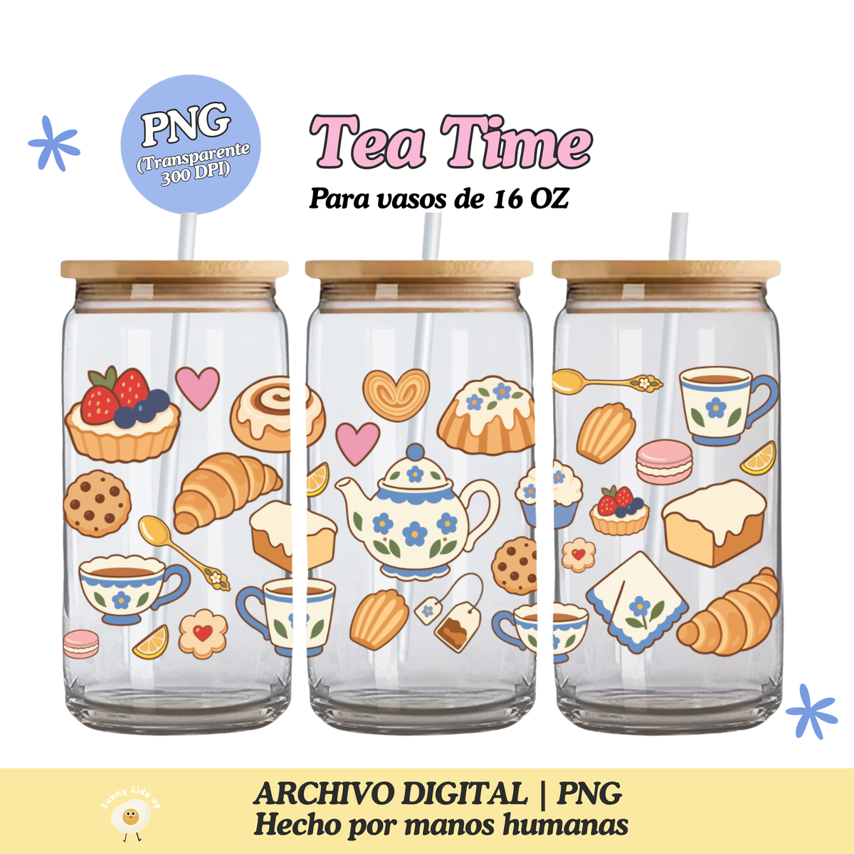 Tea Time Diseño Para Vaso de 16Oz [Archivo Digital]
