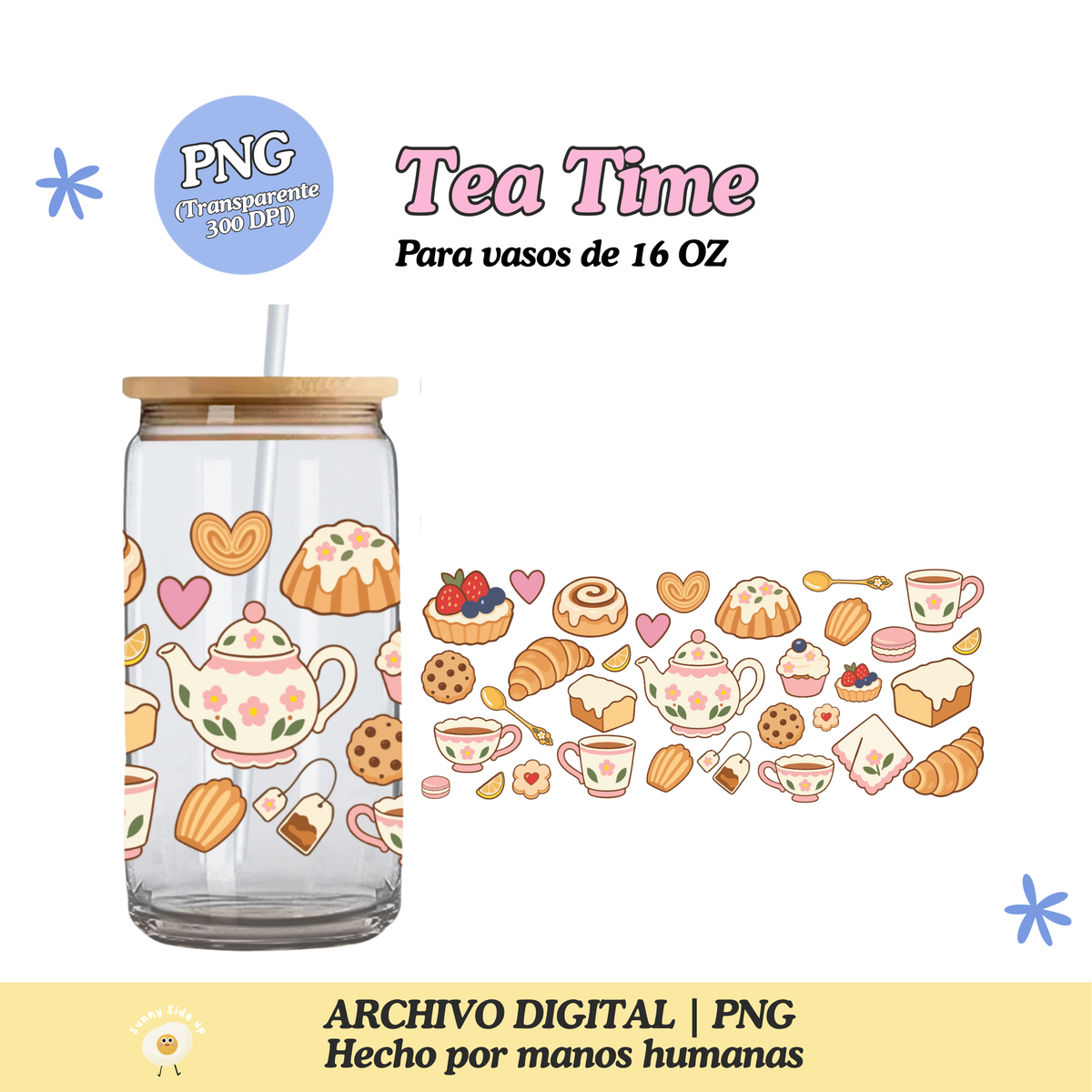 Tea Time Diseño Para Vaso de 16Oz [Archivo Digital]