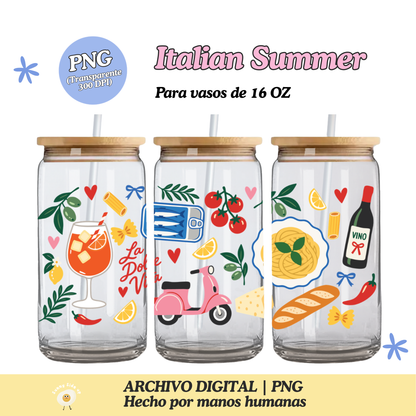 Italian Summer Diseño Para Vaso de 16Oz [Archivo Digital]