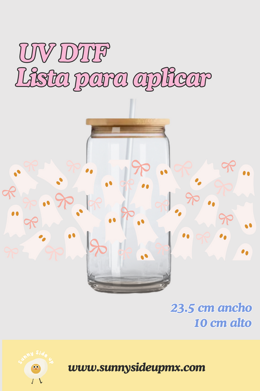 Etiqueta UV DTF Para Vaso 16 oz | Fantasmas Cute Halloween