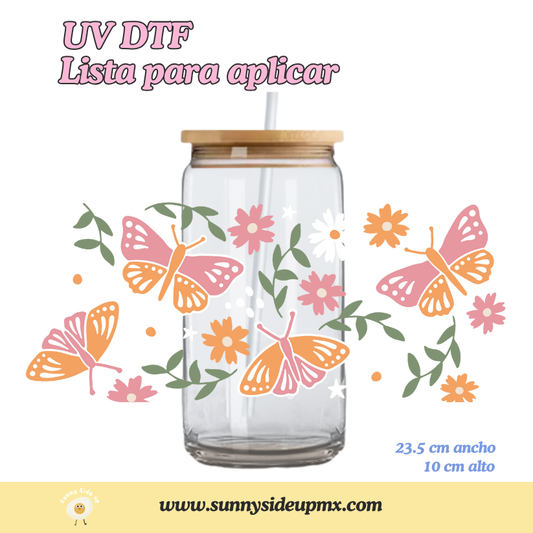 Etiqueta UV DTF Para Vaso 16 oz | Mariposa Boho