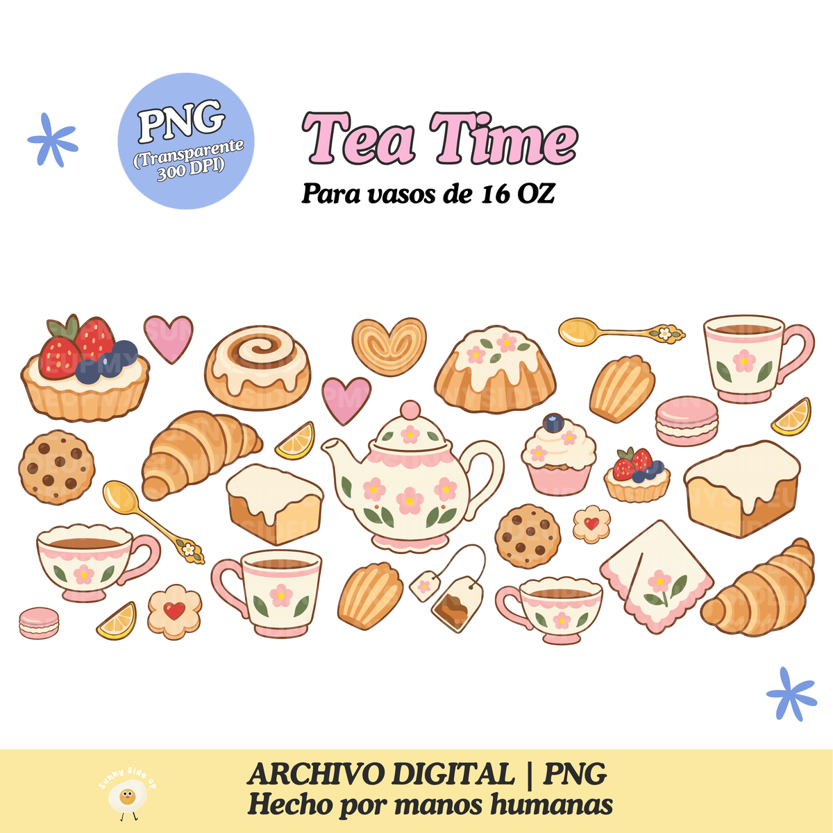 Tea Time Diseño Para Vaso de 16Oz [Archivo Digital]