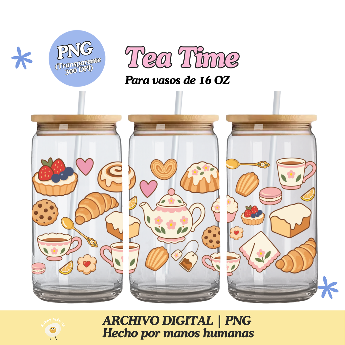 Tea Time Diseño Para Vaso de 16Oz [Archivo Digital]