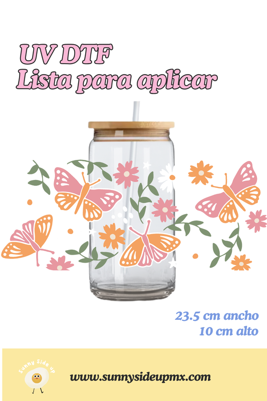 Etiqueta UV DTF Para Vaso 16 oz | Mariposa Boho