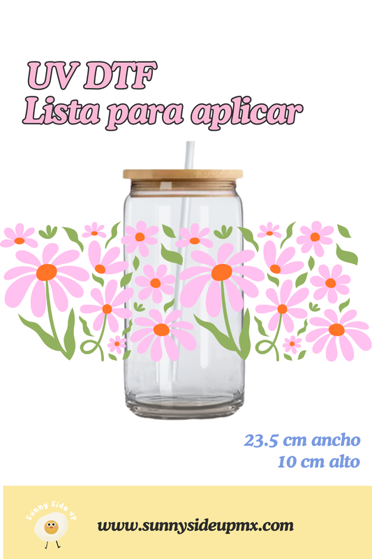 Etiqueta UV DTF Para Vaso 16 oz | Wavy Flower