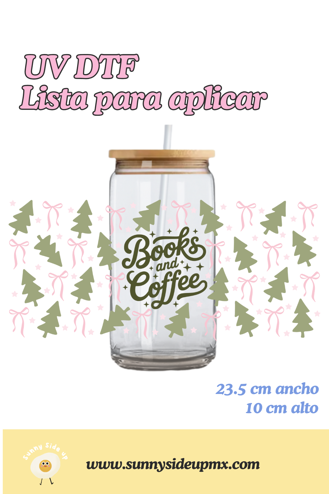 Etiqueta UV DTF Para Vaso 16 oz | Christmas Books & Coffee