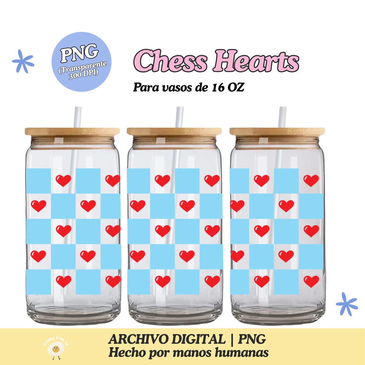 Chess Hearts Diseño Para Vaso de 16Oz [Archivo Digital]