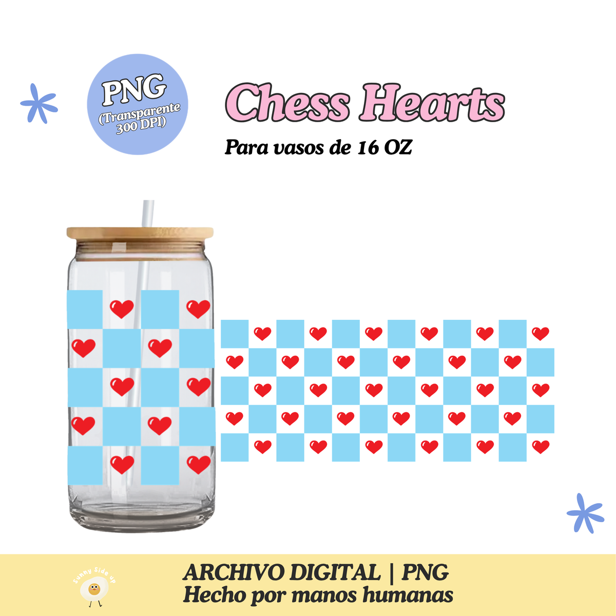 Chess Hearts Diseño Para Vaso de 16Oz [Archivo Digital]