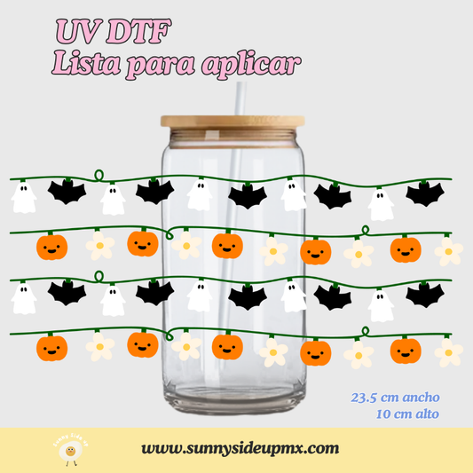 Etiqueta UV DTF Para Vaso 16 oz | Halloween Lights