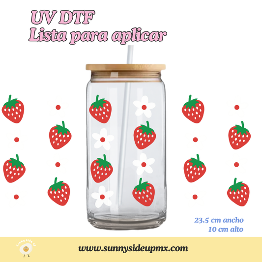 Etiqueta UV DTF Para Vaso 16 oz | Berry Blossom
