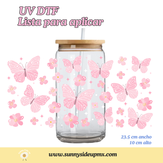 Etiqueta UV DTF Para Vaso 16 oz | Blossom Butterflies