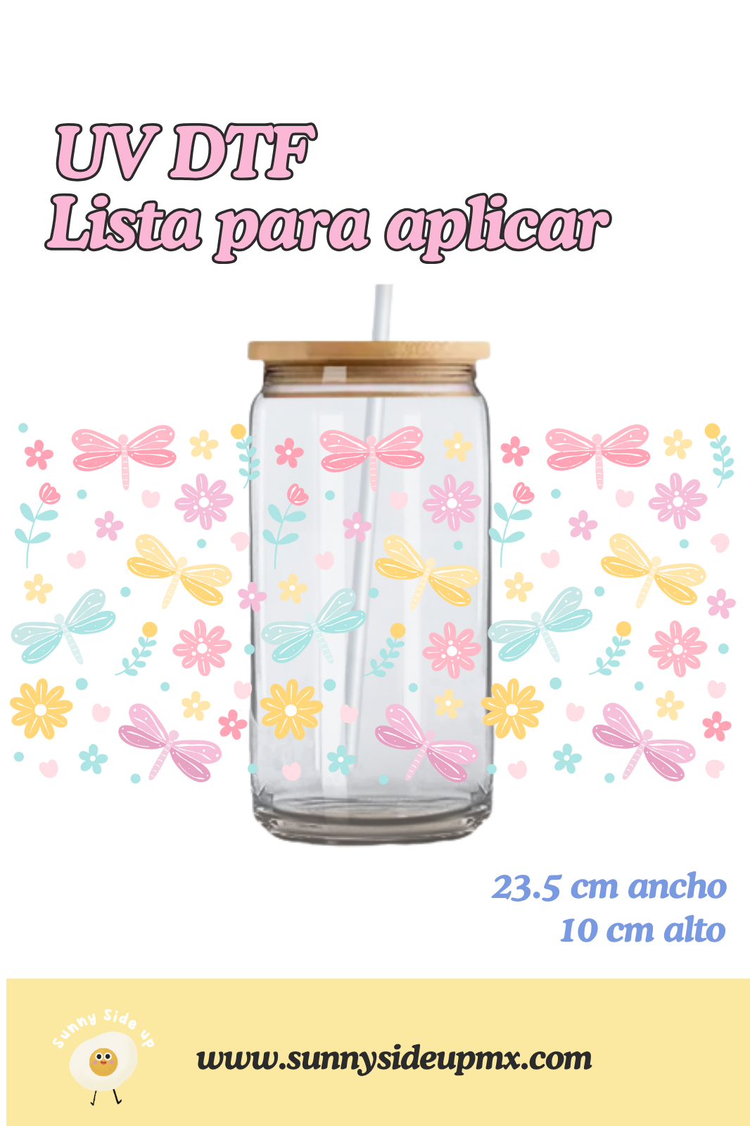 Etiqueta UV DTF Para Vaso 16 oz | Libélulas Mágicas